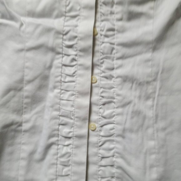 Coldwater Creek White No Iron Pleated Short Sleeve Blouse Size Small - Picture 6 of 9